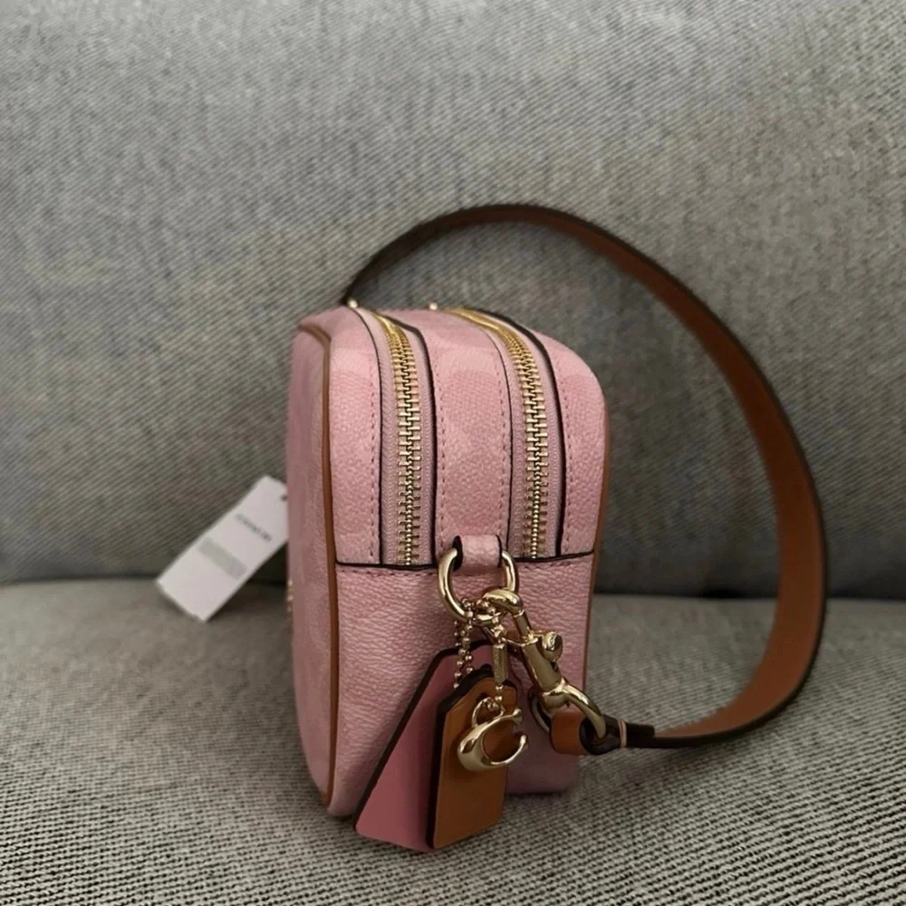 NWT Coach Powder Pink Mini Carey Crossbody Bag in Signature Canvas CEK74
